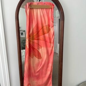 Coral Floral Maxi Skirt
